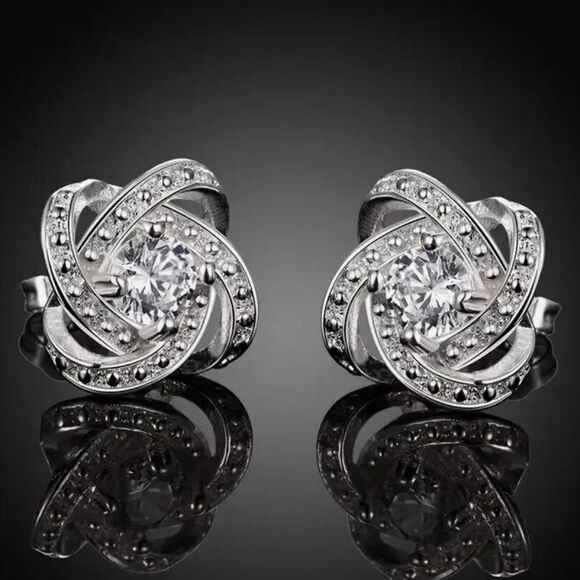 The Ambassador Earring in 925 silver and cz - Picture 4 of 5
